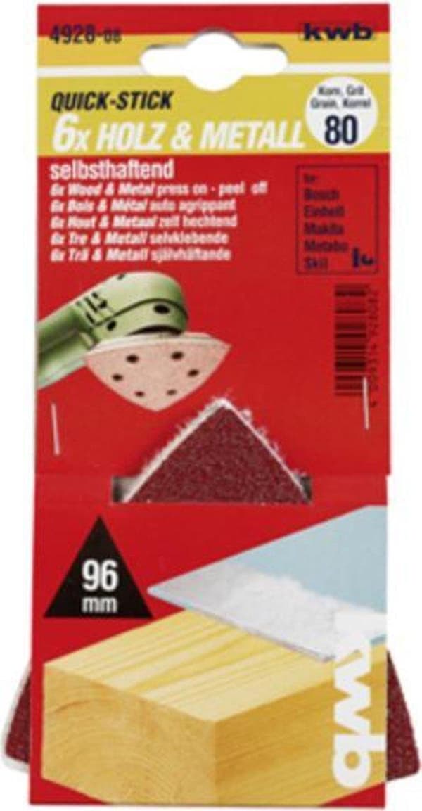 kwb 492818 delta sandpapper korn 180 (Ø) 93 mm 5 st (492818)