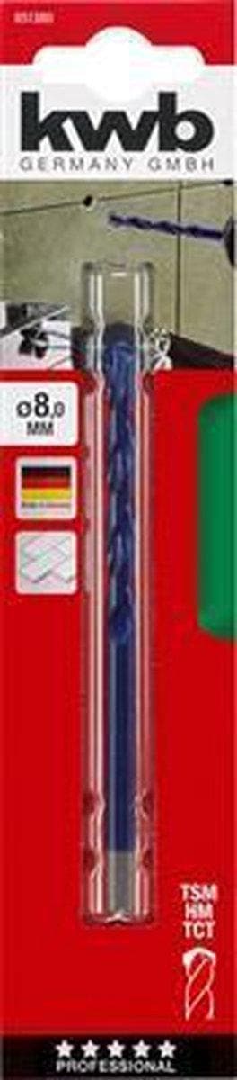 kwb 051380 glas- og flisebor 1 stk 8 mm total længde 120 mm cylindrisk skaft 1 stk (051380)