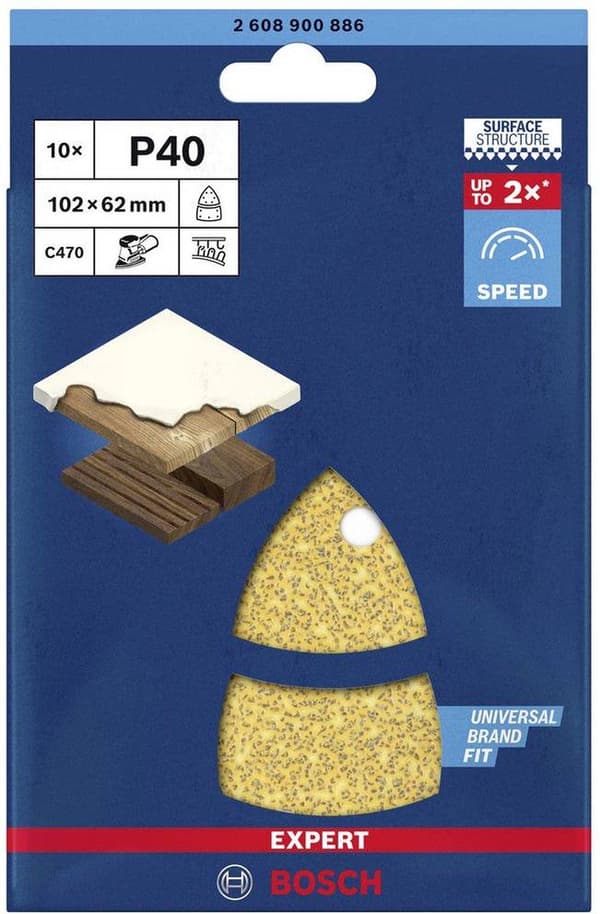 Bosch Accessories EXPERT C470 2608900886 orbitaalihiomapaperi rei'itetty raenumero 40 (P x L) 102 mm x 93 mm 10 kpl (2608900886)
