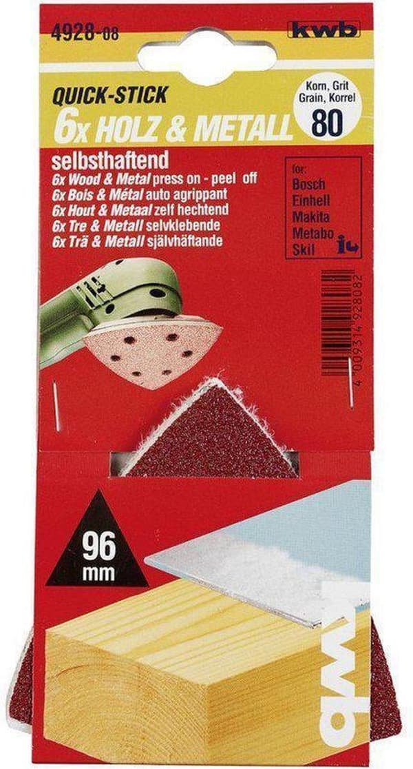 kwb 492808 delta sandpapper korn 80 (Ø) 93 mm 5 st (492808)
