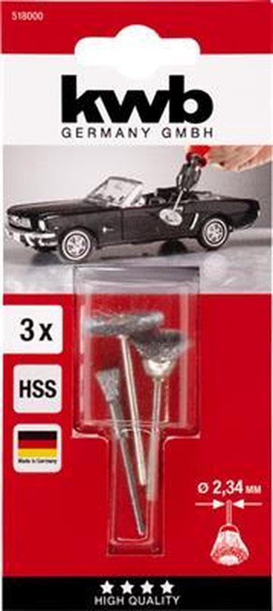 kwb stålbørstesæt, 3 stk, HSS ståltråd, krympet 518000 3 stk. (518000)