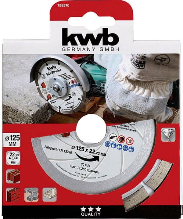 kwb 796570 diamantskæreskive diameter 125 mm borediameter 22 mm 1 stk (796570)