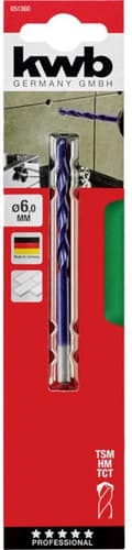Miniatyrbild 2 av 6: kwb 051360 glas- och kakelborr 1 st 6 mm total längd 100 mm cylindriskt skaft 1 st (051360)