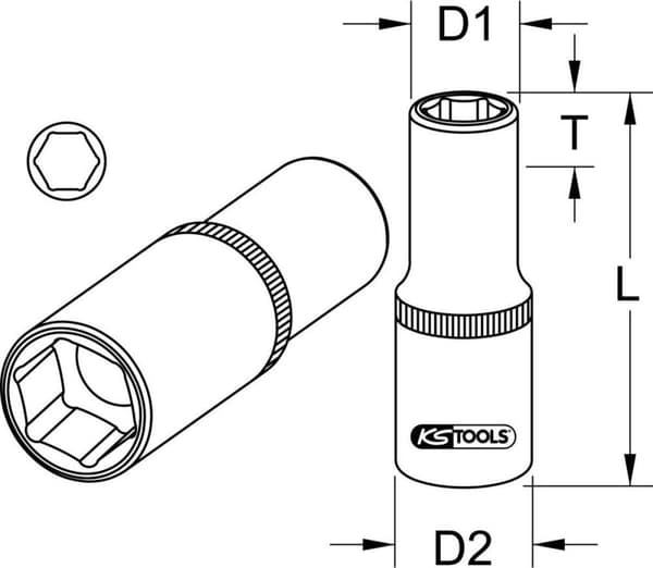 KS TOOLS Werkzeuge-Maschinen GmbH 1/2" sekskantfatning, lang, 36 mm (917.5391)