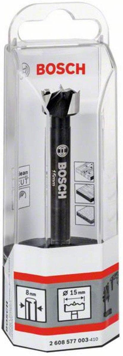 Bosch - borr - för barrträ, lövträ, fanerat trä, olaminerad spånskiva - Forstner borr - 15 mm - 3-sidigt skaft - längd: 90 mm