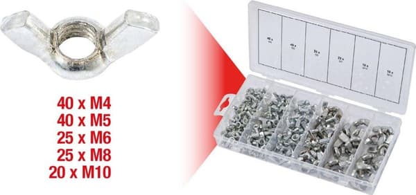 KS TOOLS sortiment af vingemøtrikker, 150 stk. (970.0470)