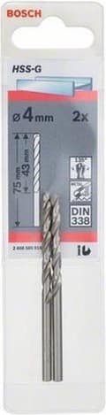 Miniatyrbild 6 av 6: Bosch HSS-G - borr - spiralborr - 4 mm - cylindrisk - längd: 75 mm (paket med 2)
