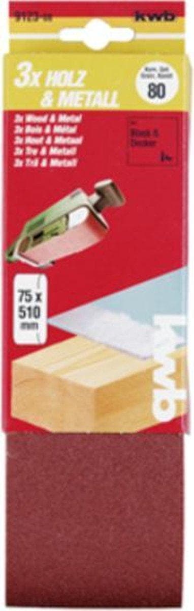 kwb 912306 slibebåndssæt, korn 60 (L x B) 510 mm x 75 mm, 3 stk (912306)