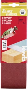 Miniatyrbillede 2 af 3: kwb 912306 slibebåndssæt, korn 60 (L x B) 510 mm x 75 mm, 3 stk (912306)