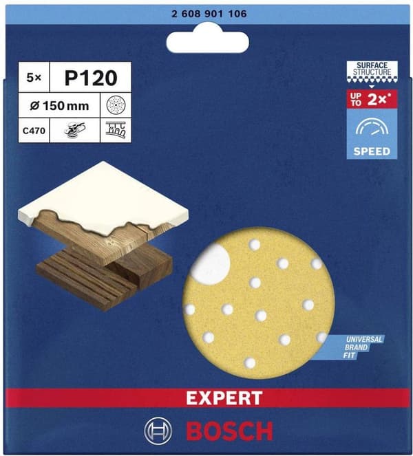 Bosch tilbehør EXPERT C470 2608901106 Excentrisk sandpapir Perforeret (Ø) 150 mm Pakke med 5 stk.
