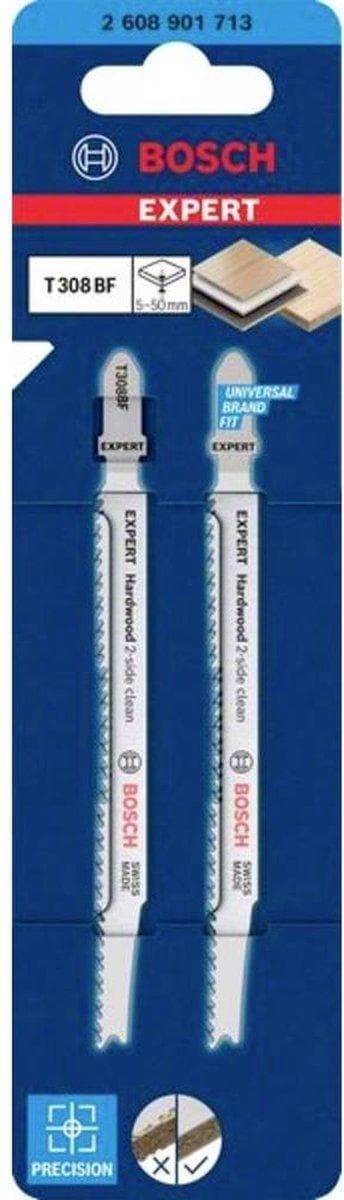 Bosch tilbehør 2608901713 EKSPERT "HARDWOOD 2-SIDE CLEAN" T308 BF BLADEN 2 stuk(s)