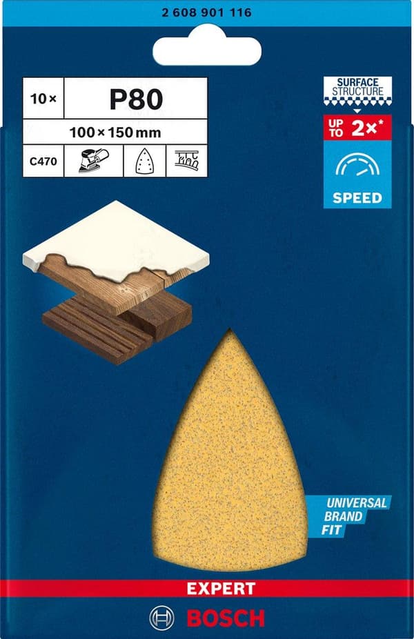 Bosch 2608901116 EKSPERT Slibeark C470 100x150mm K80 10x (2608901116)