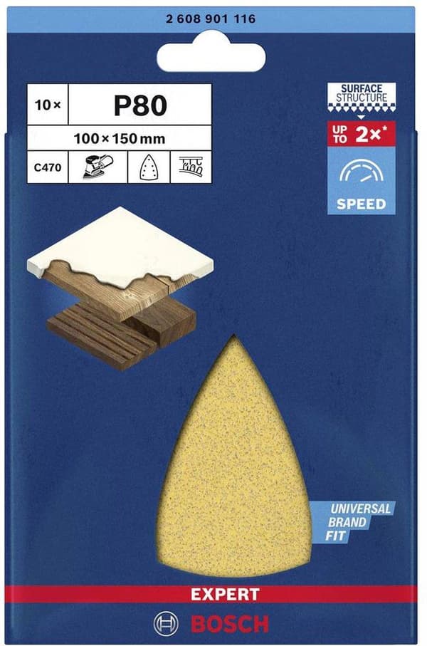 Bosch 2608901116 EKSPERT Slibeark C470 100x150mm K80 10x (2608901116)
