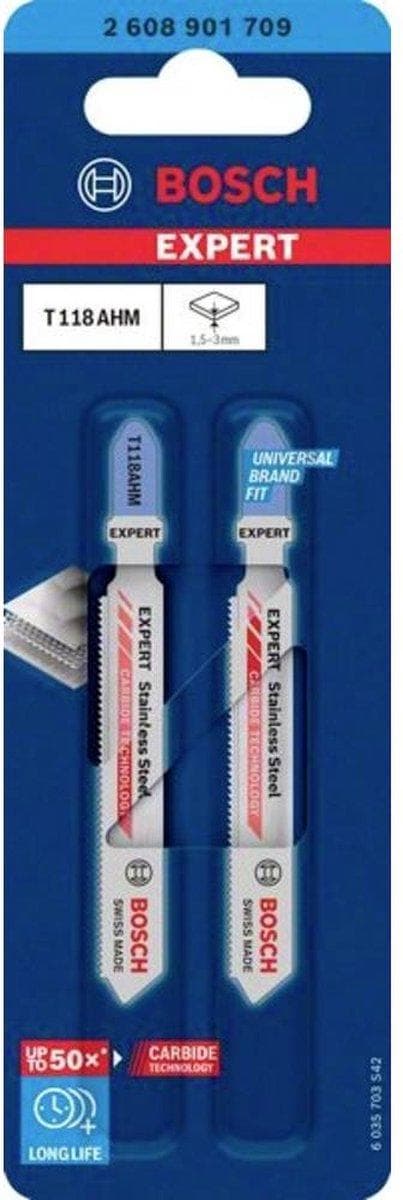 Bosch-tarvikkeet 2608901709 EXPERT "RUOSTUMATON TERÄS" T 118 AHM BLADEN 2 kpl