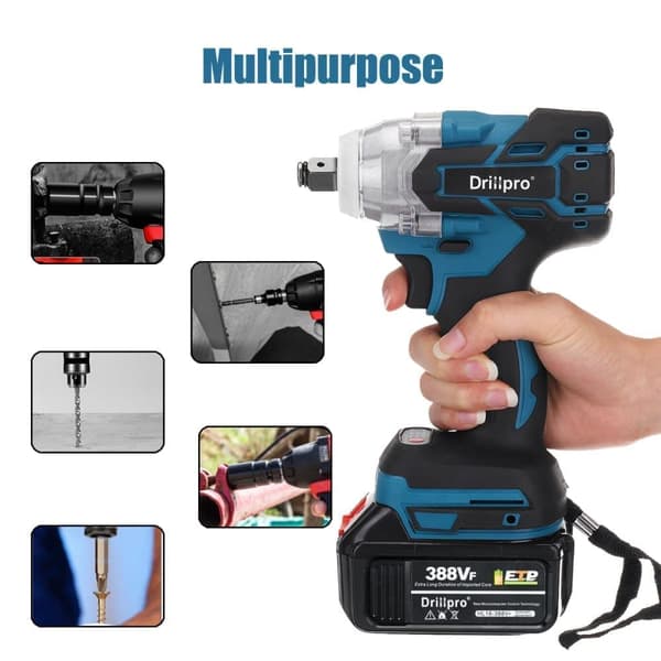 520Nm 1/2" akku slagnøgle med 2 batterier og oplader, passer til 18V Makita batteri