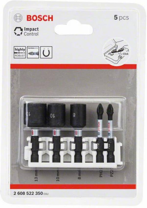 fatning 8,10,13mm, Impact Bit 50mm, PH2, PZ2