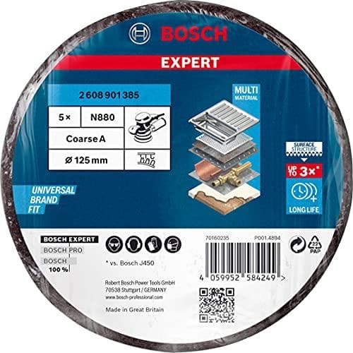 Bosch Tilbehør 2608901385 EXPERT N880 fleeceskive til excentersliber, 128 mm, grov, 5 stk. 5 stk