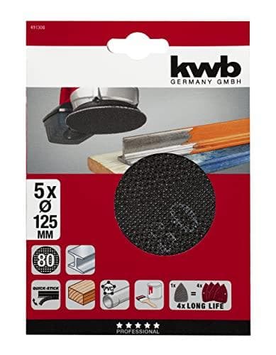kwb 491308 slibepapir til skivesliber, kornnummer 80 (Ø) 125 mm, 5 stk. (491308)