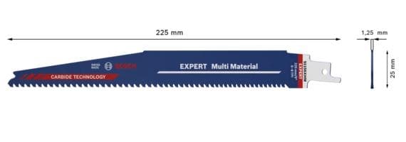 Bosch tillbehör 2608900392 EXPERT “Multi Material” S 1156 XHM fram- och återgående sågblad, 3 stycken Sågbladslängd 225 mm 3 st.