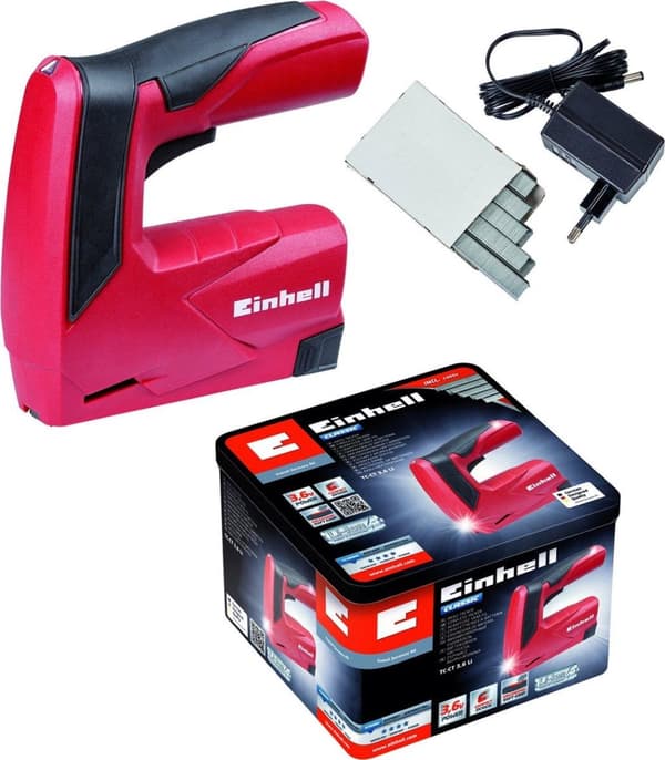 Einhell trådløs hæftemaskine TC-CT 3,6 Li (3,6V - 1,3Ah - 30 skud/min - ergonomi. Softgrip - sikkerhedsnæse - levering inkl. metalboks - oplader & 100