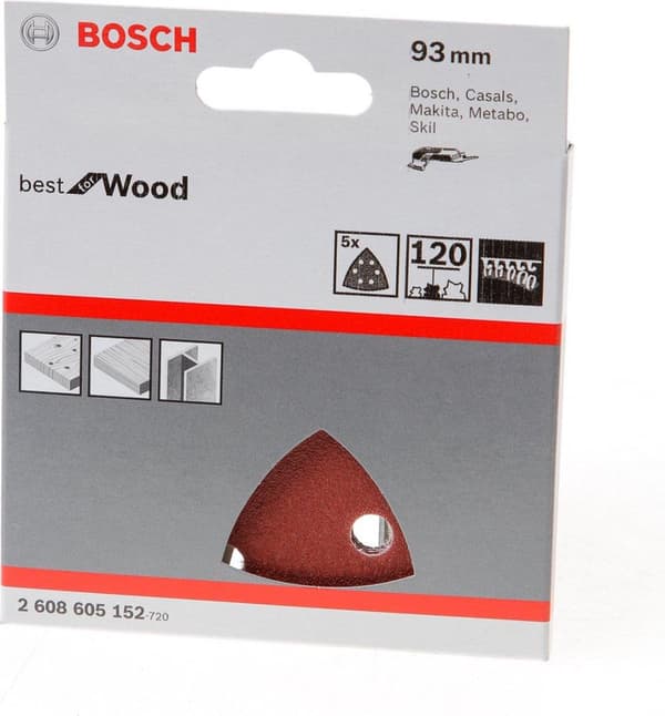Bosch 2608900827 EXPERT hiomalevy C470 Paras puulle ja maalille - 93mm - K120 - 6 reikää (5 kpl)