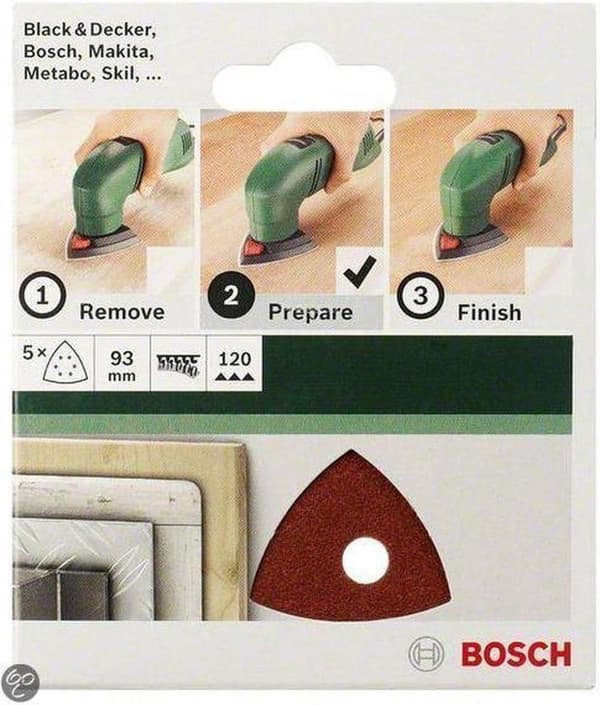 Bosch 5-delt slibepladesæt til deltapudsere 93 mm perforeret - korn 120