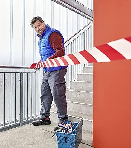 tesa signal barriere tape pakke med 4 - advarselstape til blokering, markering og afgrænsning af farlige områder - ikke-klæbende - rød og hvid, 100 mx