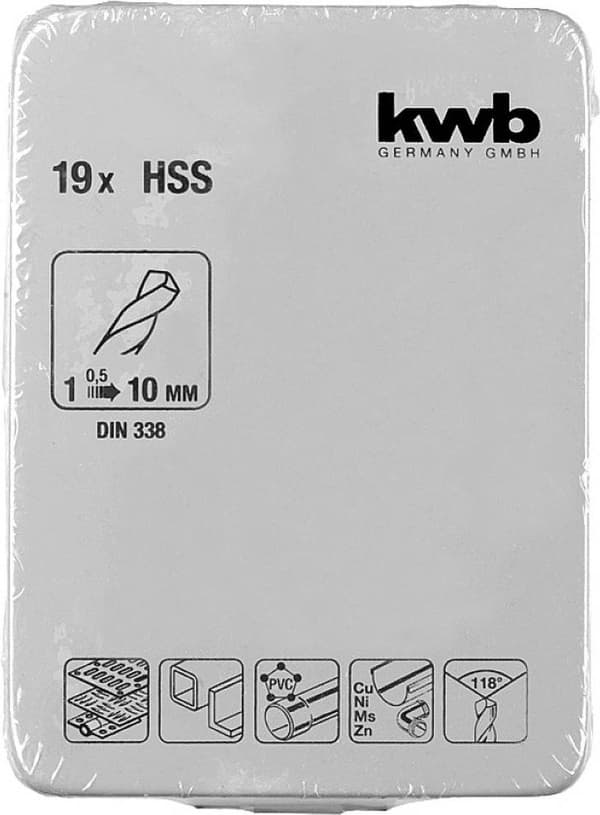 kwb 421944 Metalspiralboresæt DIN 338 19 stk.