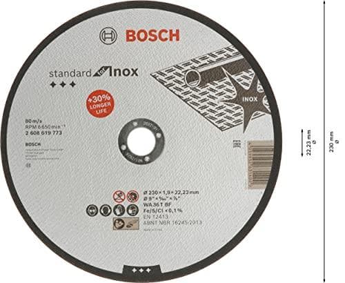 Bosch 2608619773 kapskiva - Standarden för inox kapskiva är ett pålitligt val för bearbetning av inox. Skivan är gjord av aluminiumoxid och är speciel