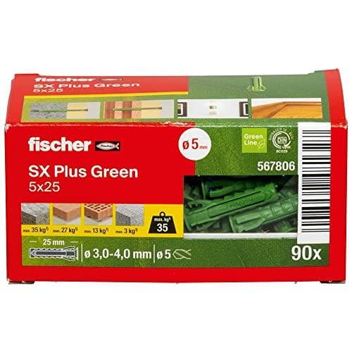 Fischer SX Plus Grön expansionsplugg 25 mm 5 mm 567806 90 st. (567806)
