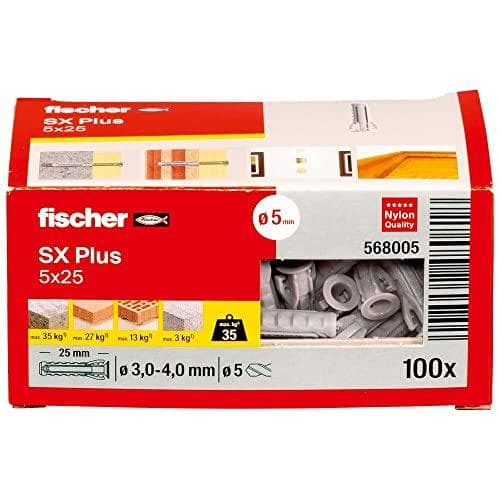 fischer SX Plus ekspansionsanker 25 mm 5 568005 100 varer - Fischer SX Plus ekspansionsanker 25 mm 5 mm 568005 100 varer<br><br>fischer ekspansionsank