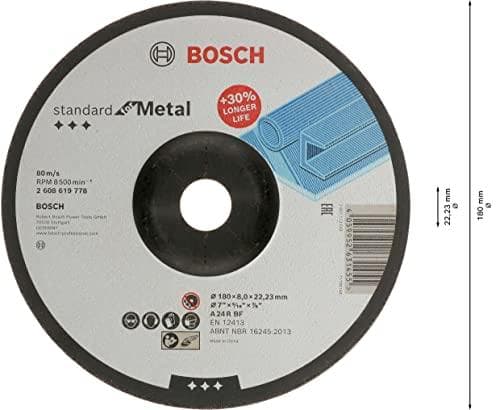 Bosch 2608619778 slipskiva - Standarden för metallslipskiva är ett pålitligt val för metallsliparbete. Slipkorn av aluminiumoxid är bra för allmänt me