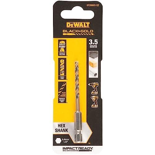 Dewalt DT20603-QZ HSS-G metalspiralbor 1 stk 3,5 mm total længde 76 mm korrosionsbestandig sekskant 1 stk (DT20603-QZ)