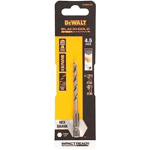Dewalt DT20605-QZ HSS-G spiralborr i metall 1 st 4,5 mm total längd 86 mm korrosionsbeständig sexkant 1 st (DT20605-QZ)