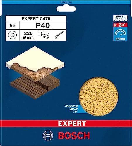 Bosch tilbehør 2608901671 Sandpapir til gipspudser Korn 40 (Ø) 225 mm Pakke med 5 (2608901671)