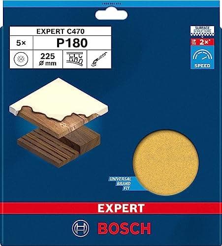 Bosch tillbehör 2608901674 Sandpapper för gipsslip korn 180 (Ø) 225 mm Paket med 5 (2608901674)