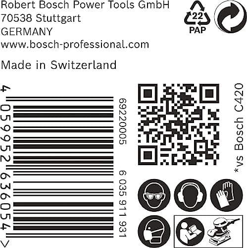 Bosch tilbehør 2608901655 slibepapir til orbital slibemaskiner Grit 60 (L x B) 107 mm x 115 mm Pakke med 50 stk (2608901655)