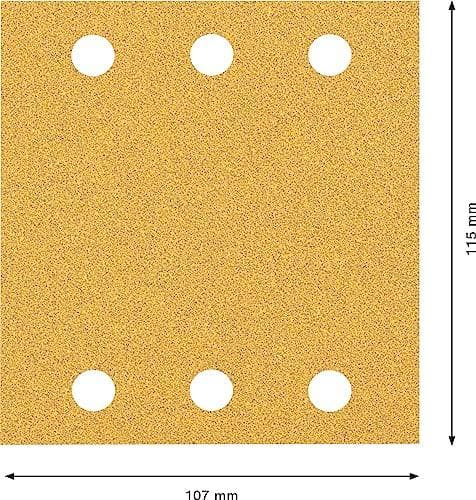 Bosch tilbehør 2608901655 slibepapir til orbital slibemaskiner Grit 60 (L x B) 107 mm x 115 mm Pakke med 50 stk (2608901655)