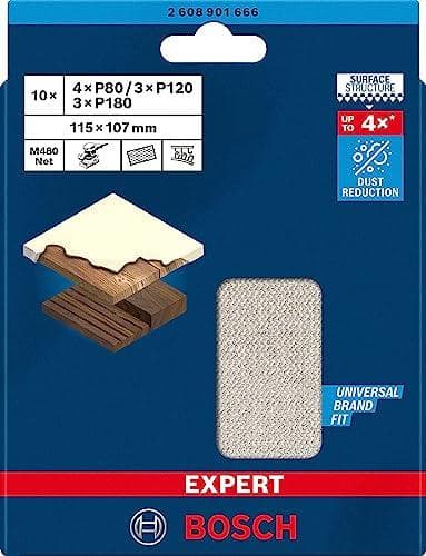 Bosch tilbehør 2608901666 Slibenet til orbital slibere Korn 80, 120, 180 (L x B) 115 mm x 107 mm 1 sæt (2608901666)