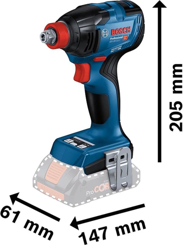 Bosch Professional GDX 18V-210 C + GCY 42 06019J0201 Akku slagnøgle 18 V Li-ion Uden batteri, Inkl. Kuffert