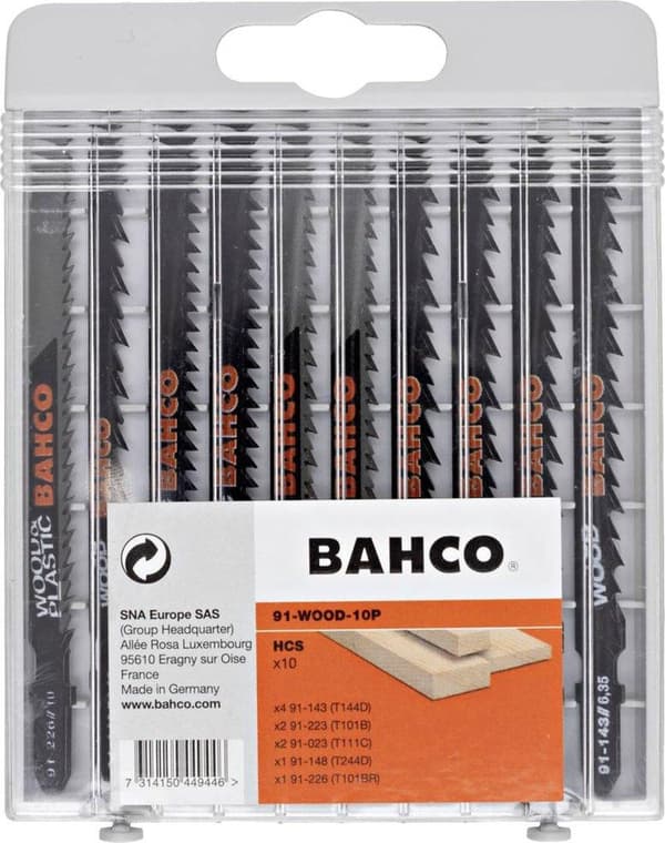 Bahco 91-WOOD-10P sticksågsbladssats för trä och plast, 10 st 1 set (91-WOOD-10P)