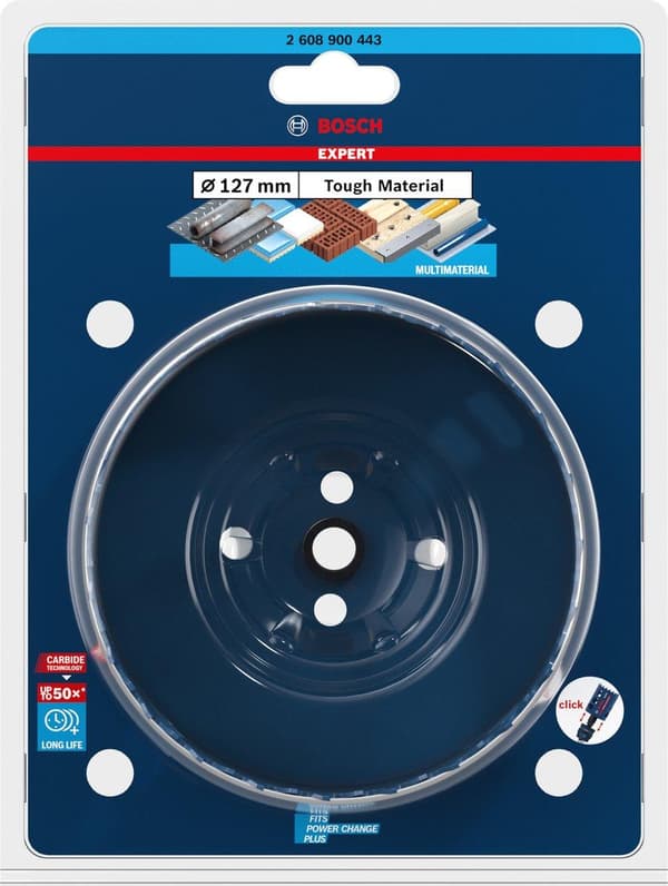 Bosch Expert Tough Material - hulsav - til plast, mursten, bløde fliser, rustfri stålplader, træ med metal - 127 mm