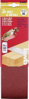 Miniatyrbillede 2 af 3: kwb 912504 slibebåndssæt, korn 40 (L x B) 533 mm x 75 mm, 3 stk (912504)