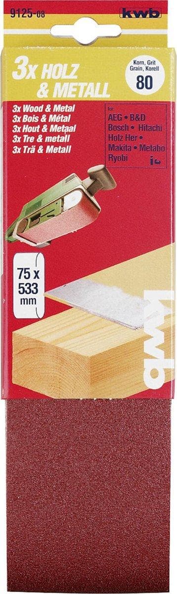 kwb 912504 slibebåndssæt, korn 40 (L x B) 533 mm x 75 mm, 3 stk (912504)