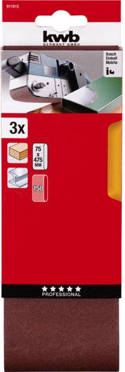 kwb 911915 hiomanauhasarja, syvyys 150 (P x L) 457 mm x 75 mm, 3 osaa (911915)