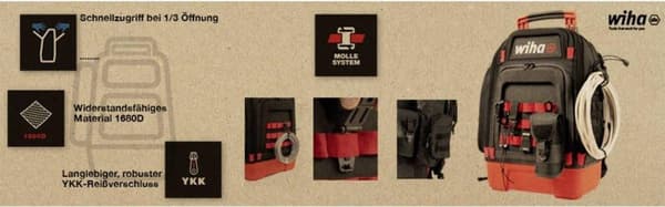 Wiha 45528 elektriker værktøj rygsæk udstyret 28 stykker (L x B x H) 385 x 260 x 530 mm (45528)