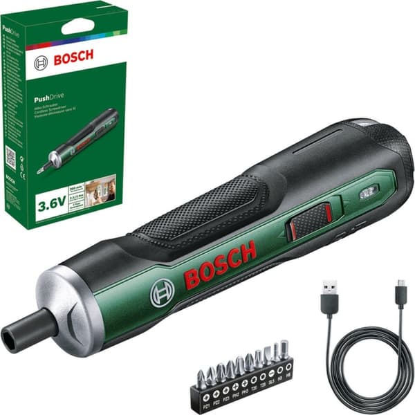 Bosch PushDrive - skruvmejsel - sladdlös - Insexuttag - 5 N m laddare ingår - 3,6 V