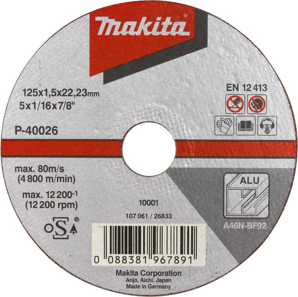 Makita - skæreskive - til aluminium - 10 stykker - 125 mm - korn: A60T-BF - til Makita GA005GZ, GA008GM201, GA008GZ, XGT GA005GZ