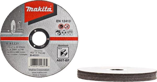 Makita - skæreskive - til aluminium - 10 stykker - 125 mm - korn: A60T-BF - til Makita GA005GZ, GA008GM201, GA008GZ, XGT GA005GZ
