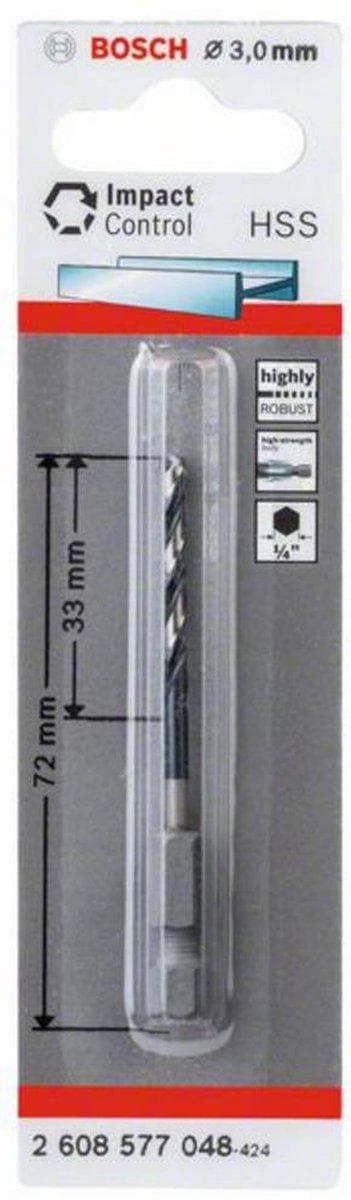 Bosch Tillbehör 2608577048 spiralborr i metall 3 mm total längd 72 mm DIN 338 1 st.